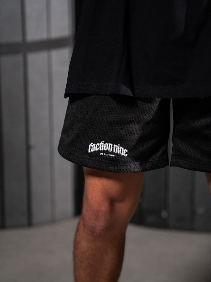 Slogan Mesh Shorts (BLACK)