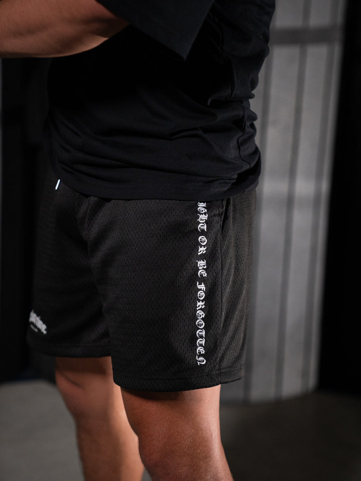 Slogan Mesh Shorts (BLACK)